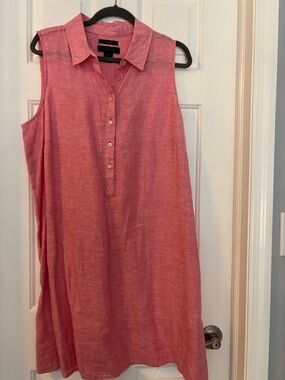 Tahari Sleeveless Pink Linen Tunic Dress